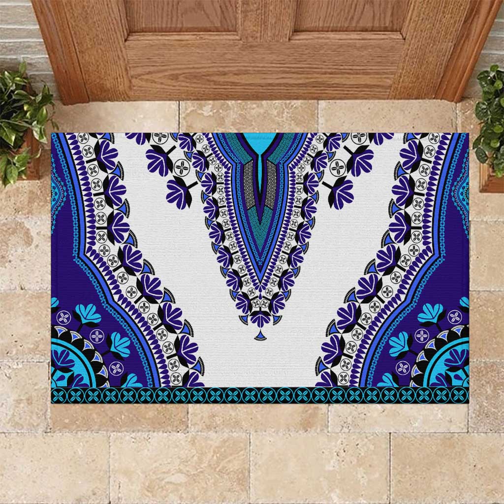 Africa Rubber Doormat African Dashiki Royal Blue Version