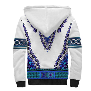 Africa Sherpa Hoodie African Dashiki Royal Blue Version