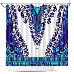 Africa Shower Curtain African Dashiki Royal Blue Version