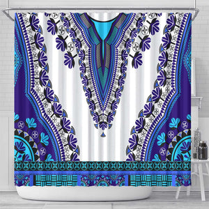 Africa Shower Curtain African Dashiki Royal Blue Version