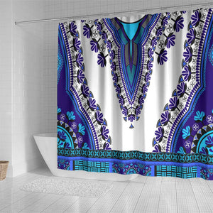 Africa Shower Curtain African Dashiki Royal Blue Version