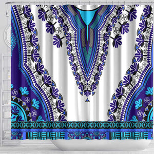 Africa Shower Curtain African Dashiki Royal Blue Version