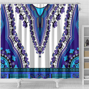 Africa Shower Curtain African Dashiki Royal Blue Version