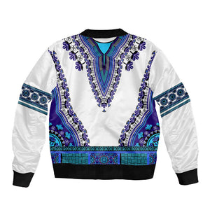 Africa Sleeve Zip Bomber Jacket African Dashiki Royal Blue Version