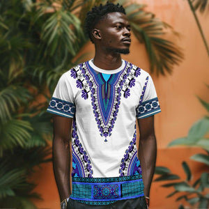 Africa T shirt African Dashiki Royal Blue Version