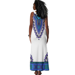 Africa Tank Maxi Dress African Dashiki Royal Blue Version