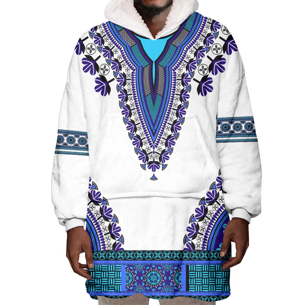 Africa Wearable Blanket Hoodie African Dashiki Royal Blue Version