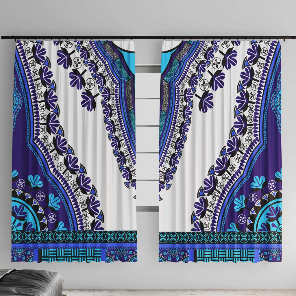 Africa Window Curtain African Dashiki Royal Blue Version