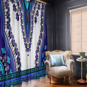 Africa Window Curtain African Dashiki Royal Blue Version