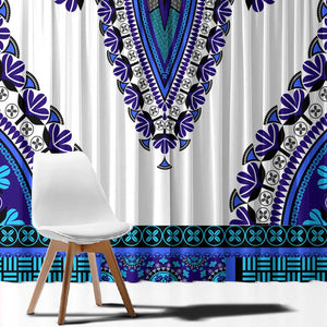 Africa Window Curtain African Dashiki Royal Blue Version