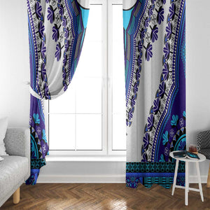 Africa Window Curtain African Dashiki Royal Blue Version