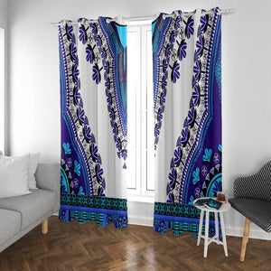 Africa Window Curtain African Dashiki Royal Blue Version