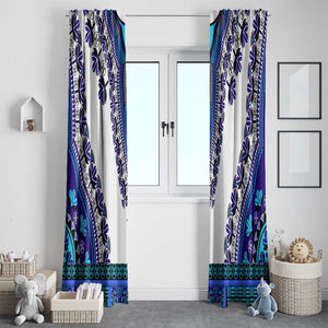 Africa Window Curtain African Dashiki Royal Blue Version