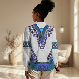 Africa Women Casual Shirt African Dashiki Royal Blue Version