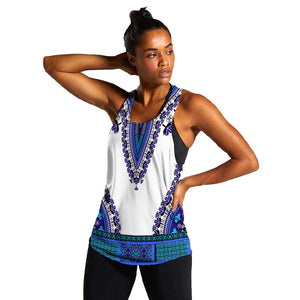 Africa Women Racerback Tank African Dashiki Royal Blue Version