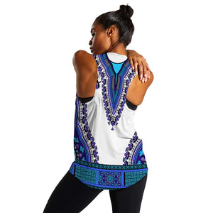 Africa Women Racerback Tank African Dashiki Royal Blue Version