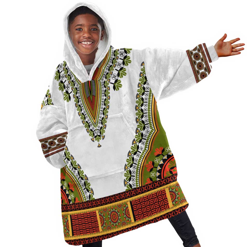 Africa KId Wearable Blanket Hoodie African Dashiki Royal Gold Version