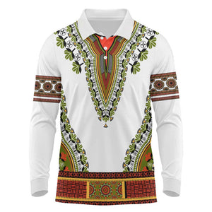 Africa Long Sleeve Polo Shirt African Dashiki Royal Gold Version