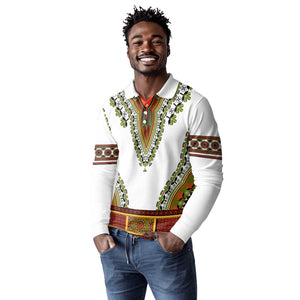 Africa Long Sleeve Polo Shirt African Dashiki Royal Gold Version