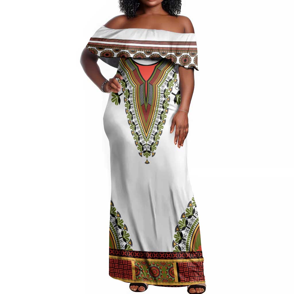 Africa Off Shoulder Maxi Dress African Dashiki Royal Gold Version