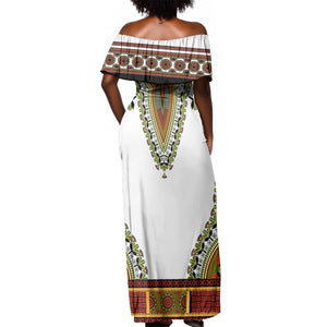 Africa Off Shoulder Maxi Dress African Dashiki Royal Gold Version