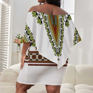 Africa Off Shoulder Short Dress African Dashiki Royal Gold Version LT14