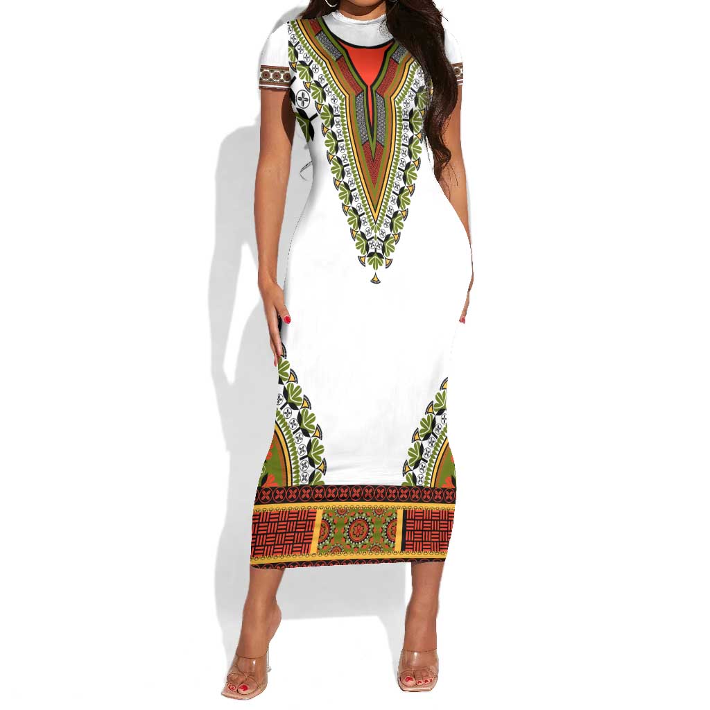 Africa Short Sleeve Bodycon Dress African Dashiki Royal Gold Version