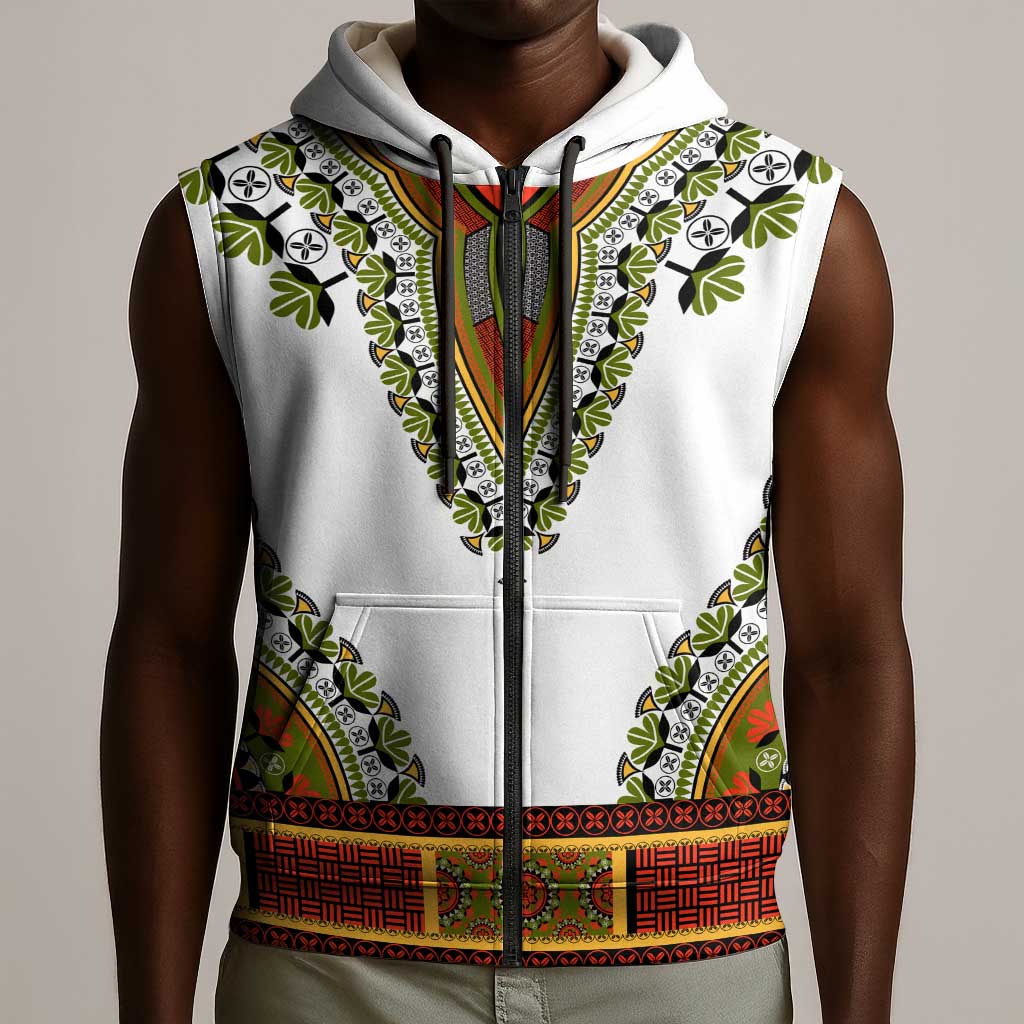 Africa Sleeveless Zip Hoodie African Dashiki Royal Gold Version - African Pride