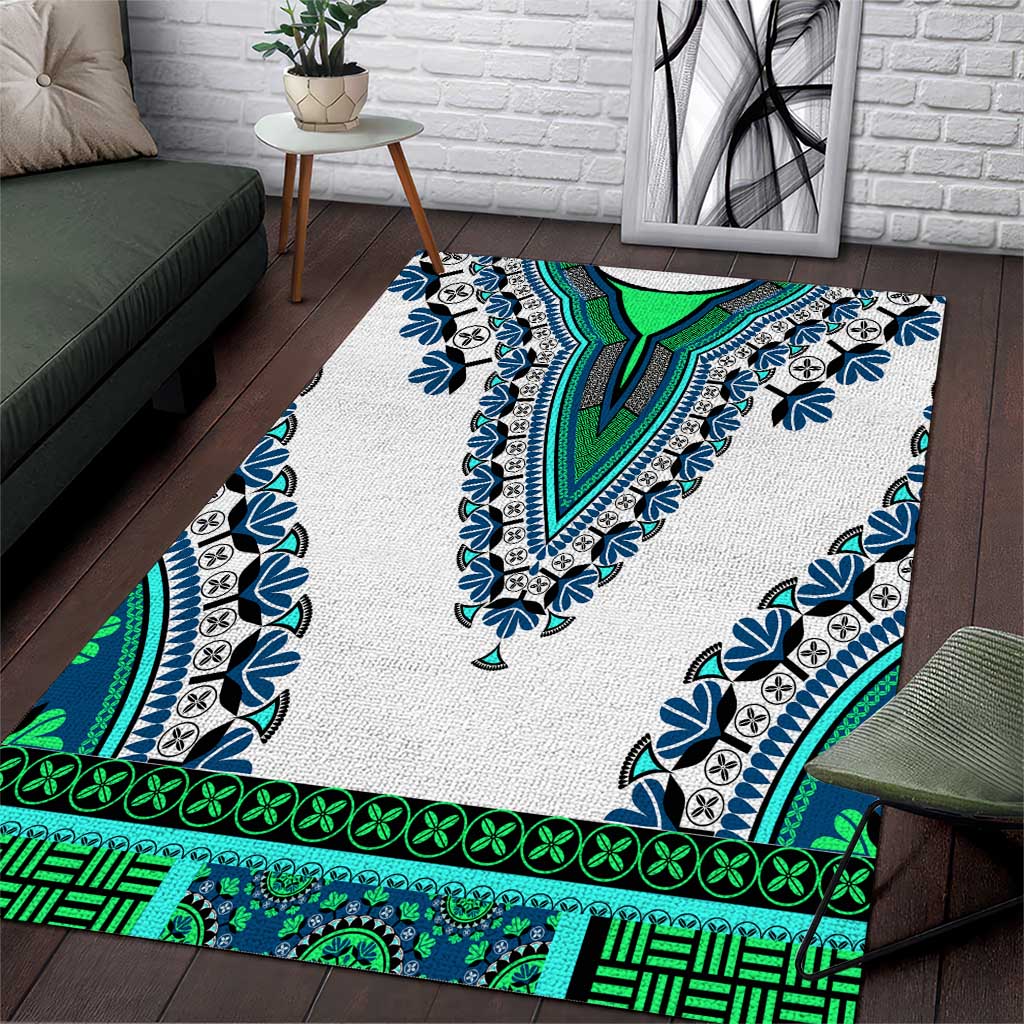 Africa Area Rug African Dashiki Royal Turquoise Version