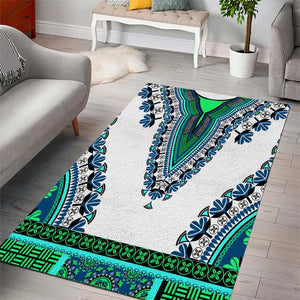 Africa Area Rug African Dashiki Royal Turquoise Version