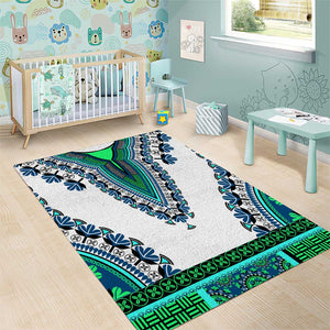 Africa Area Rug African Dashiki Royal Turquoise Version