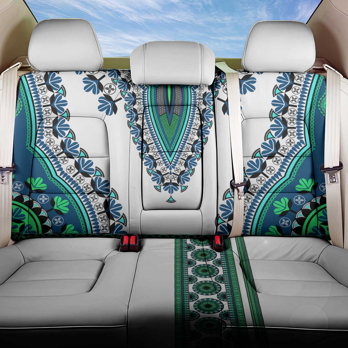 Africa Back Car Seat Cover African Dashiki Royal Turquoise Version