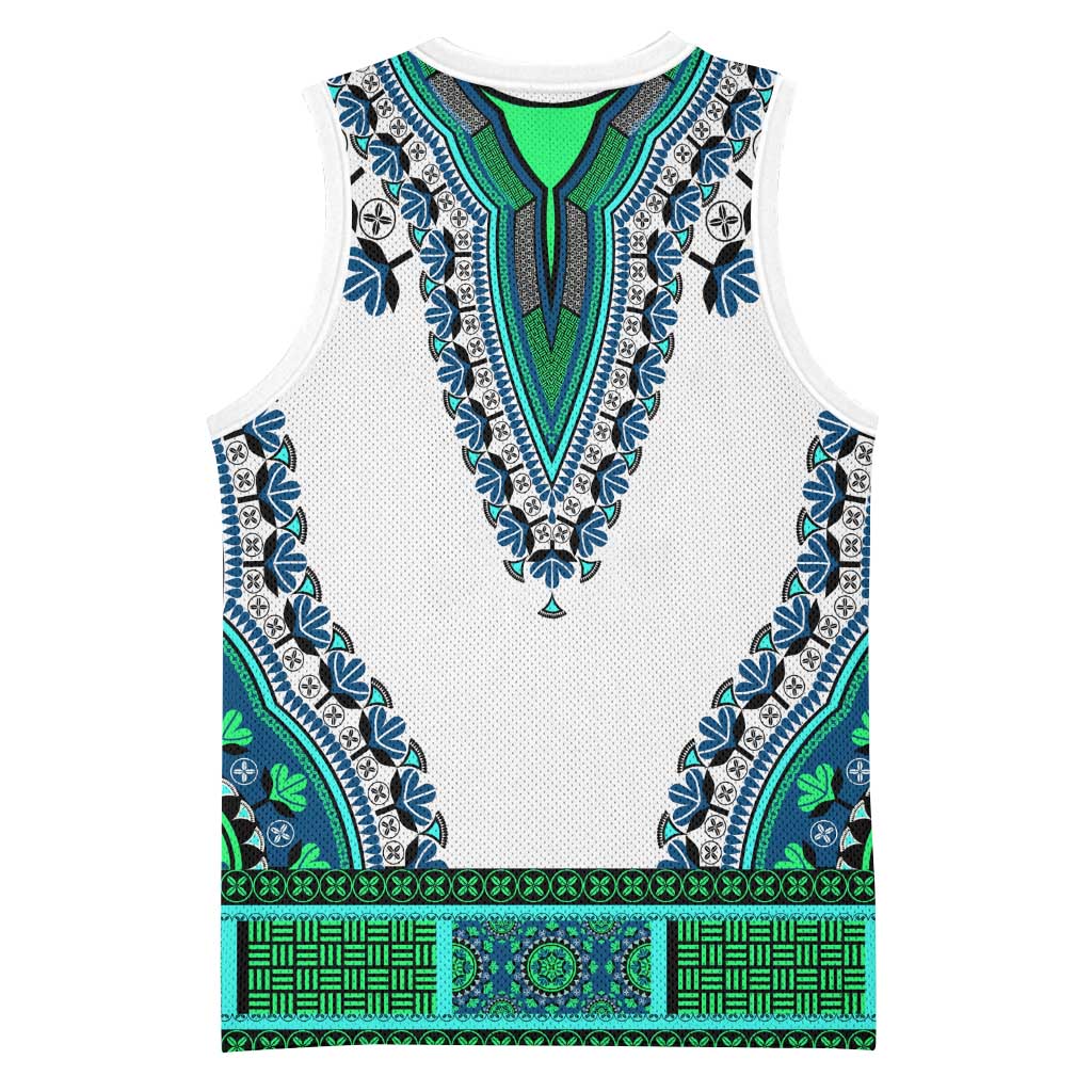 Africa Basketball Jersey African Dashiki Royal Turquoise Version LT14