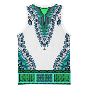 Africa Basketball Jersey African Dashiki Royal Turquoise Version LT14