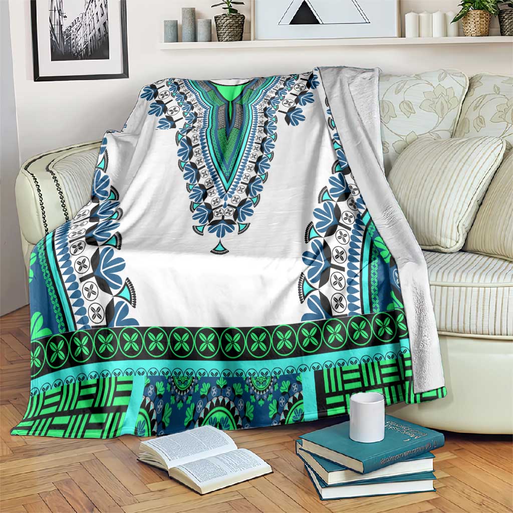 Africa Blanket African Dashiki Royal Turquoise Version