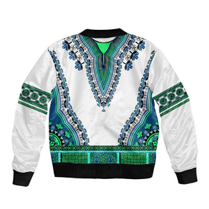 Africa Bomber Jacket African Dashiki Royal Turquoise Version