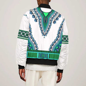 Africa Bomber Jacket African Dashiki Royal Turquoise Version