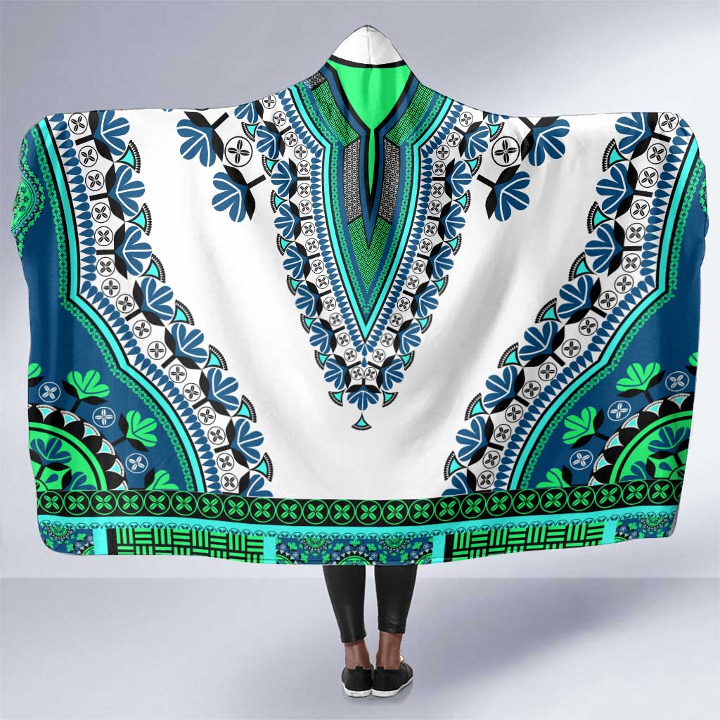 Africa Hooded Blanket African Dashiki Royal Turquoise Version