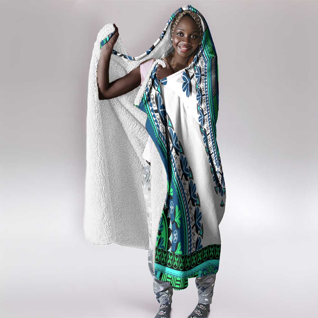 Africa Hooded Blanket African Dashiki Royal Turquoise Version