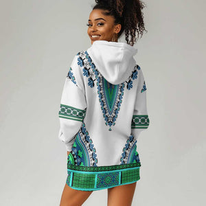 Africa Hoodie Dress African Dashiki Royal Turquoise Version