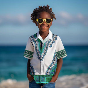 Africa Kid Hawaiian Shirt African Dashiki Royal Turquoise Version