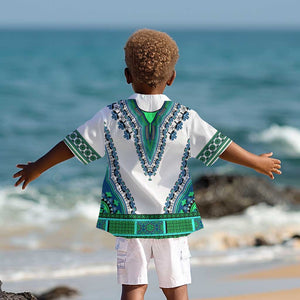 Africa Kid Hawaiian Shirt African Dashiki Royal Turquoise Version