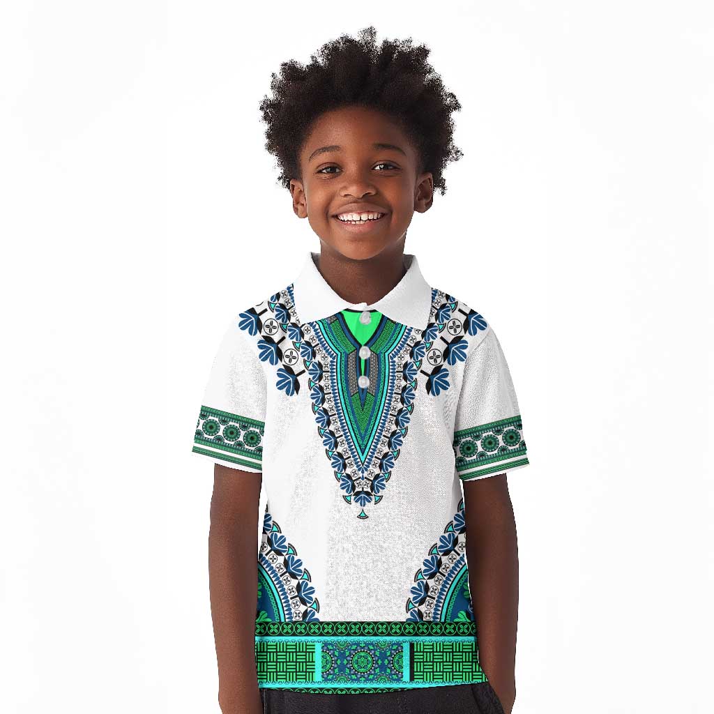 Africa Kid Polo Shirt African Dashiki Royal Turquoise Version