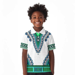 Africa Kid Polo Shirt African Dashiki Royal Turquoise Version