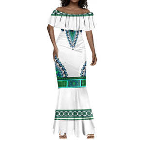 Africa Mermaid Dress African Dashiki Royal Turquoise Version