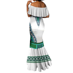 Africa Mermaid Dress African Dashiki Royal Turquoise Version