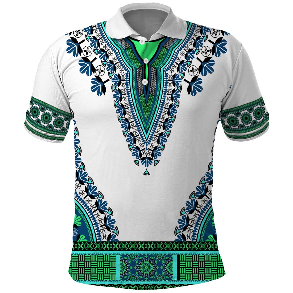 Africa Polo Shirt African Dashiki Royal Turquoise Version