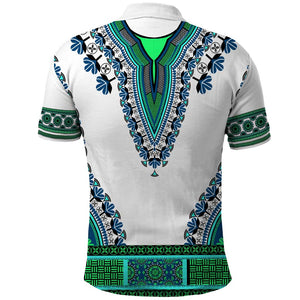 Africa Polo Shirt African Dashiki Royal Turquoise Version