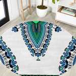 Africa Round Carpet African Dashiki Royal Turquoise Version