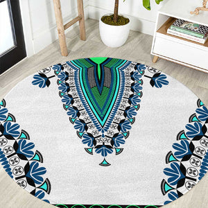 Africa Round Carpet African Dashiki Royal Turquoise Version